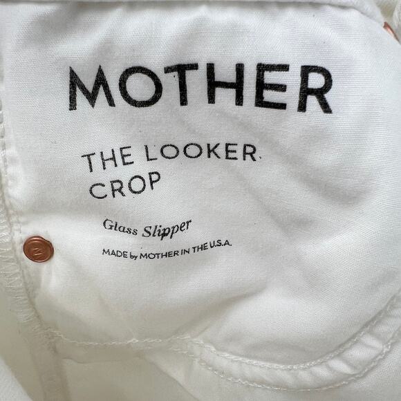 Mother The Looker Crop in Glass Slipper Mid-Rise White Jeans Women's 25 - Picture 8 of 11